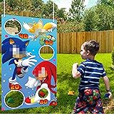 Sonic Toss Games with 4 Bean Bags,Sonic Birthday Party Supplies for Indoor Outdoor Throwing Game,Bean Bag Game Sets Banner fo