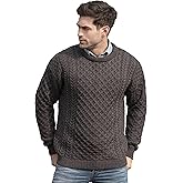Aran Crafts Unisex Irish Cable Knitted Crew Neck Sweater (100% Merino Wool)