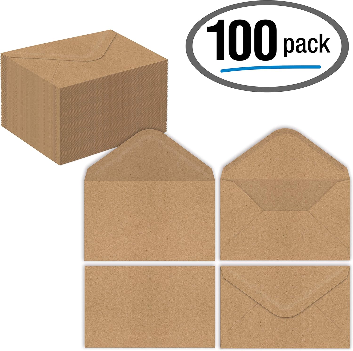 Kraft Mini Envelopes, 100Pack, Strong 35 lb. Paper