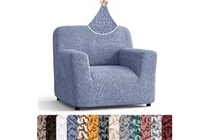 PAULATO BY GA.I.CO. Chair Cover - Armchair Cover - Armchair Slipcover - Soft Polyester Fabric Slipcover - 1-Piece Form Fit Stretch Stylish Furniture Protector - Microfibra Collection - Blue (Chair)