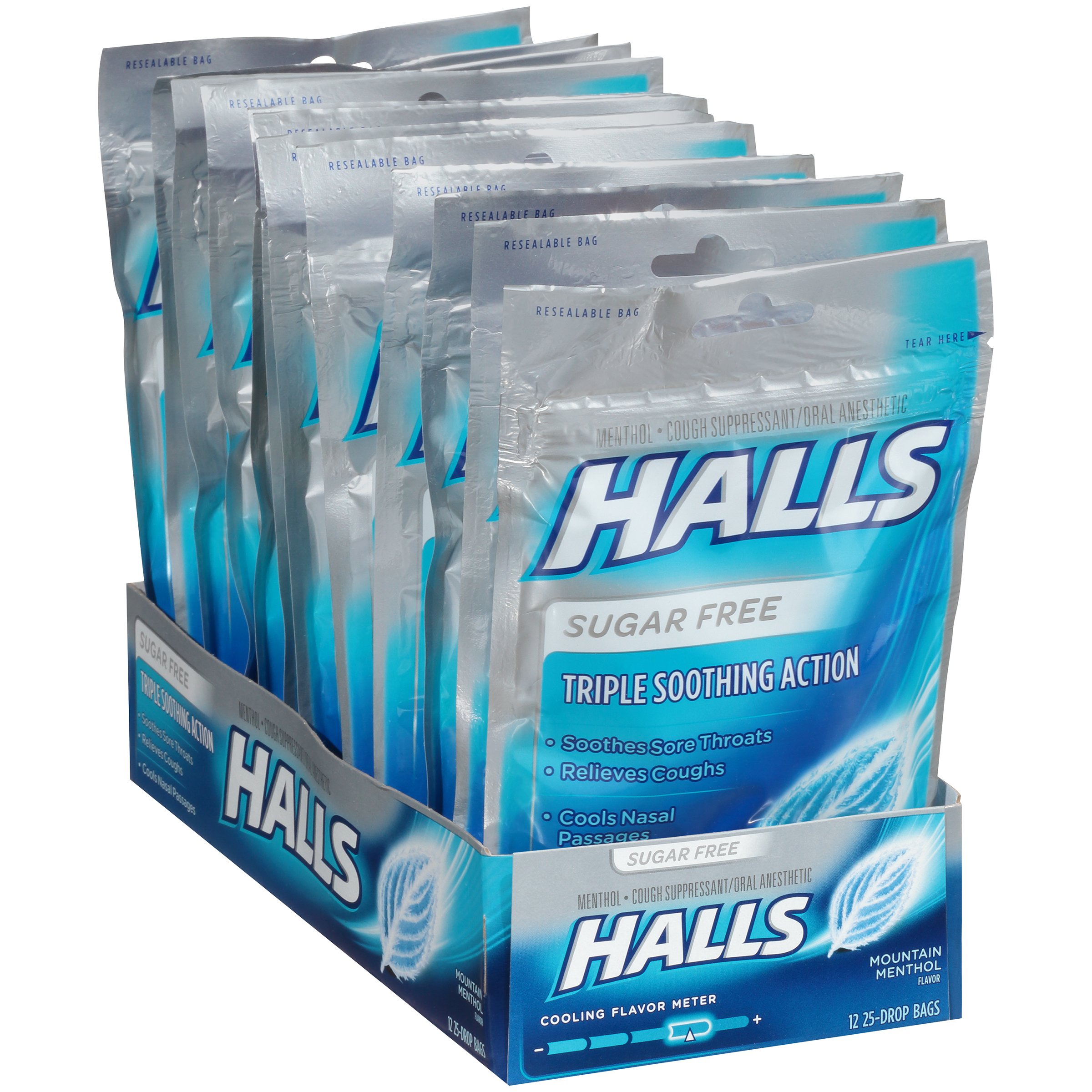 HALLS SugarFree Cough Drops, (Black Cherry, 25 Drops, 12
