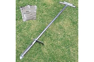 LICHTUND Soil Probe 40 Inch with 2 Bags, Soil Sample Probe with Ejector for Lawn House Plants, T-Handle Soil Sampler Probe Rod with Pedal, Stainless Steel Soil Test Kits Tool for Soil Sampling