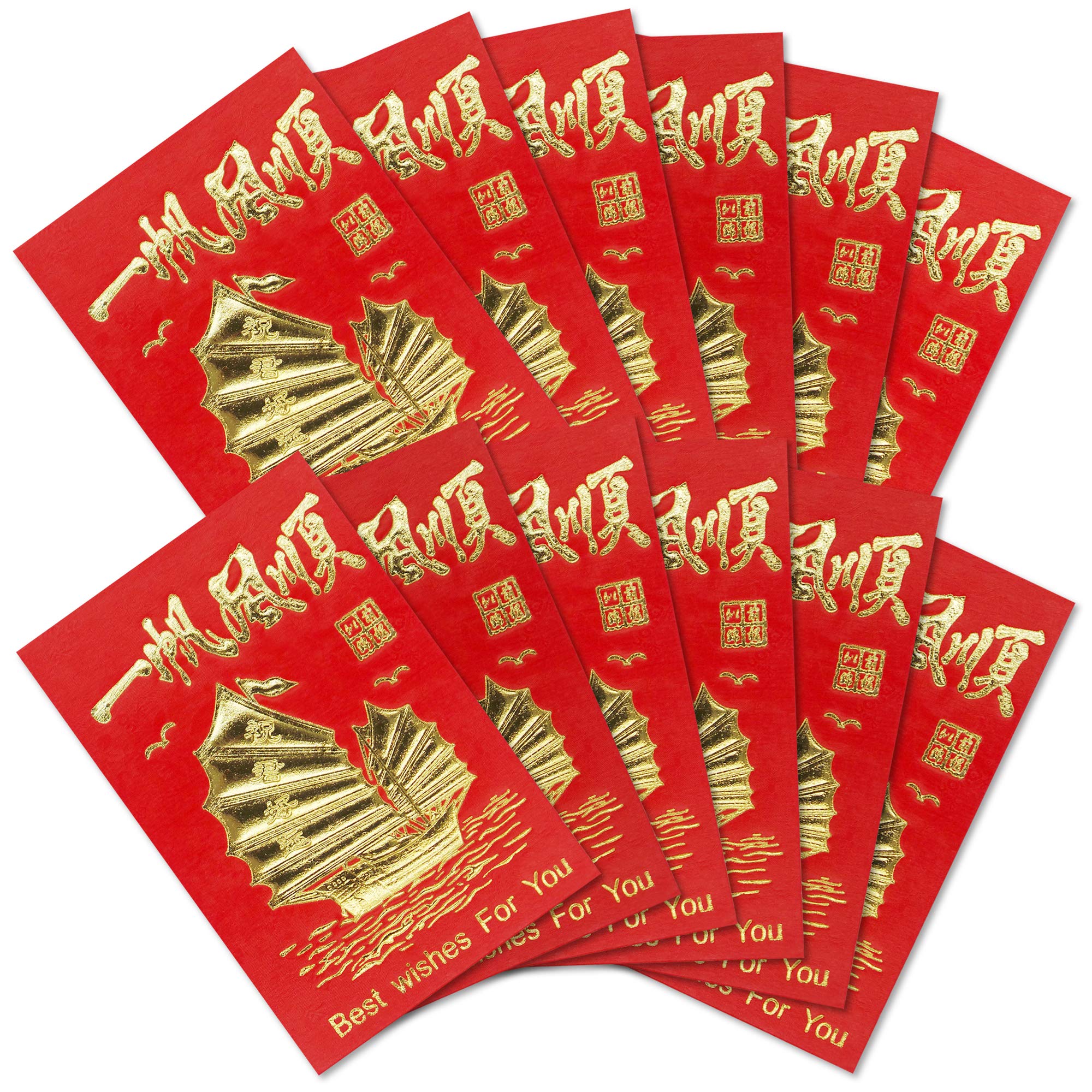 36 Traditional Chinese Red Envelopes for 2026 Year of The Horse, Lucky Money Pocket, Hong Bao for Chinese New Year (Design 7-Yifanfengshun)