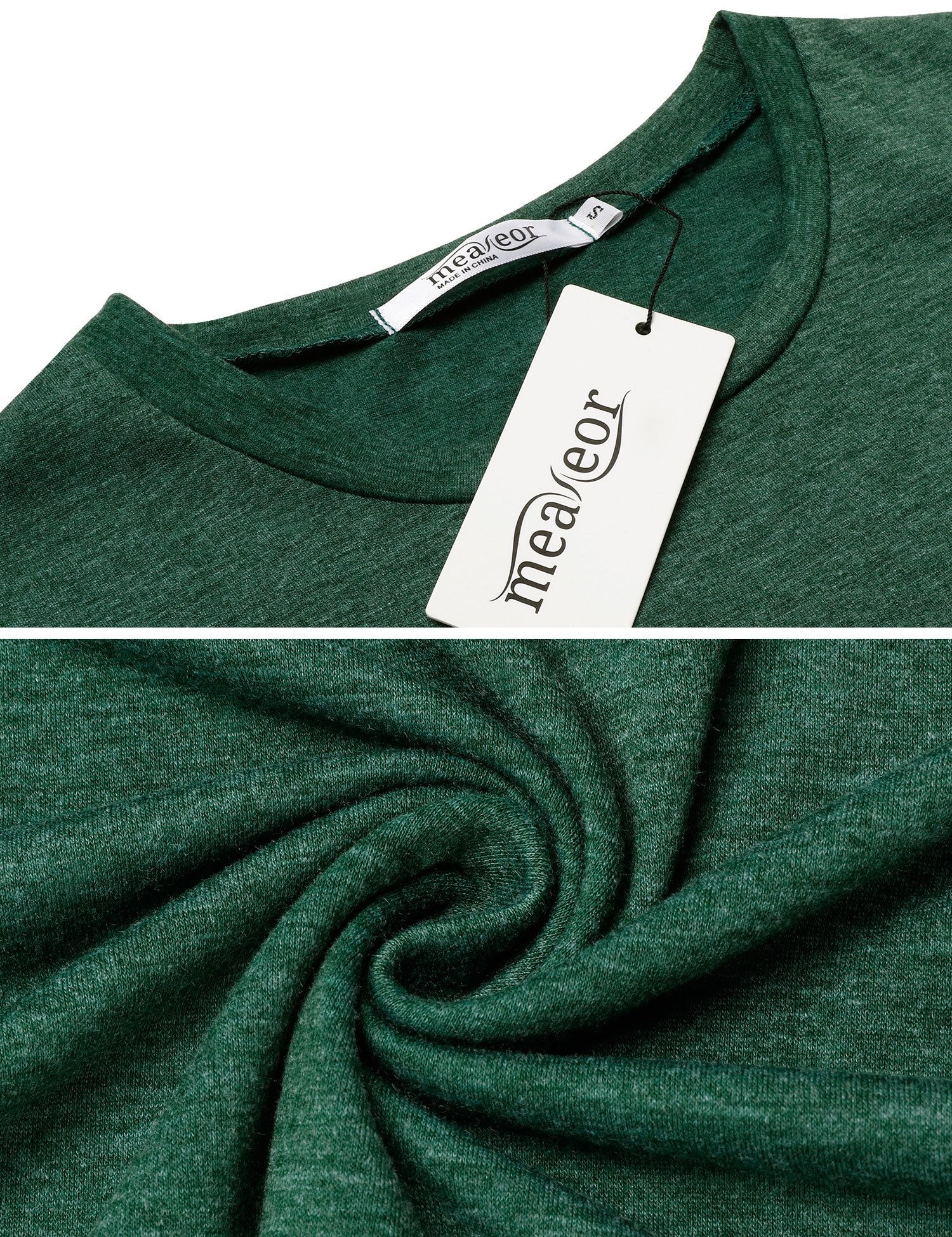 Meaneor Women\'s Casual Scoop Neck Roll Over Short Sleeve Solid Loose T-Shirt Blouse Green 2 S