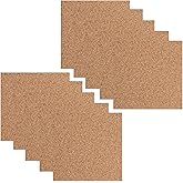 10 PCS 4"x4" Cork Sheets for Crafts, Strong Adhesive Backed Cork Squares, Durable Backing for Coasters, DIY Projects, Tiles, Objects, Mini Wall Decor, Easy to Cut, Apply for Hobbyists, Creators