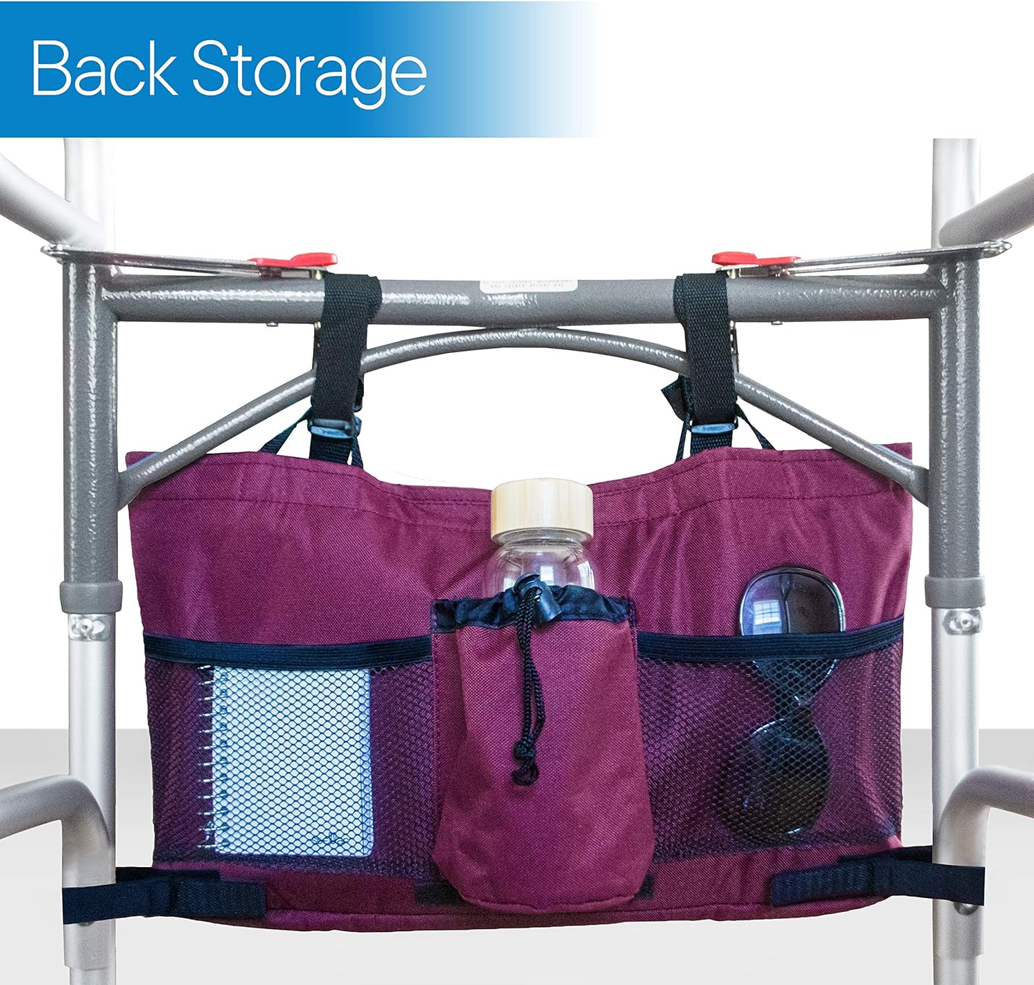 RMS Walker Bag with Soft Cooler - Water Resistant Tote with Temperature Controlled Thermal Compartment, Universal Fit for Walkers, Scooters or Rollator Walkers (Wine): Health & Personal Care