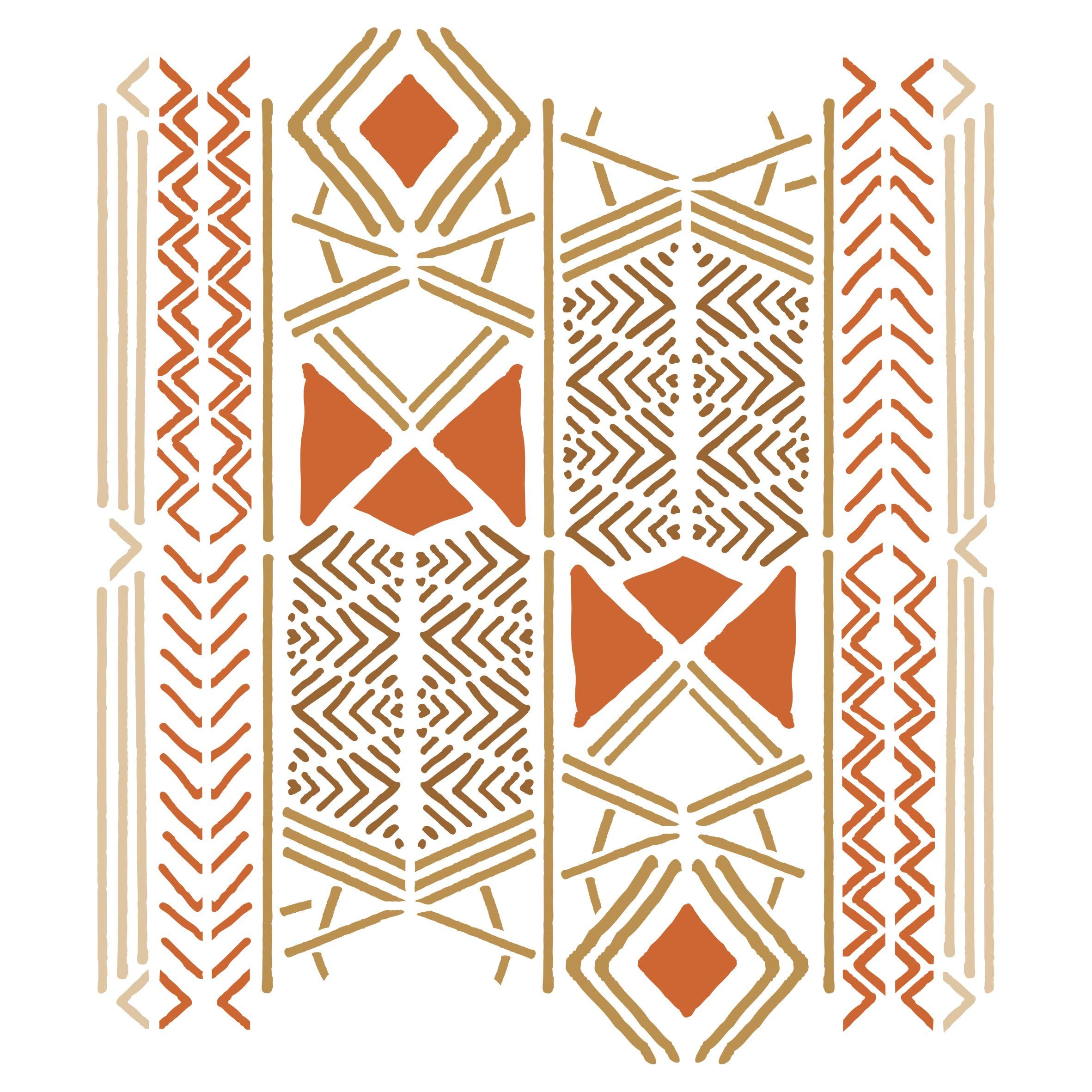 Mudcloth Stencil, 16.51 x 19.05 cm (S) - Stencil Company Original African Mali Mud Cloth Bogolan Fabric Design