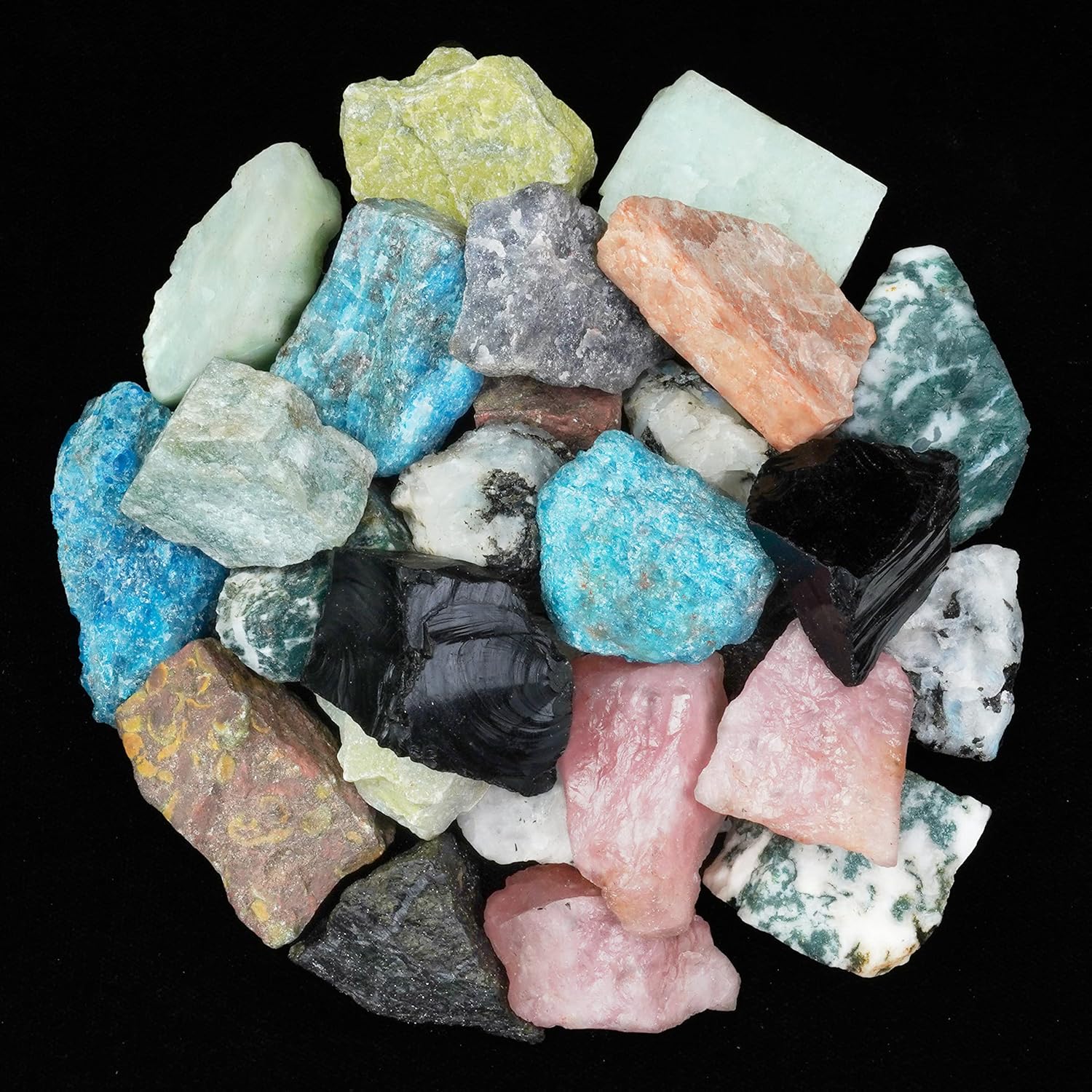 Indoor Fountains & Accessories - Crocon 1LB Mixed Assorted Rough Exotic Rough Bulk Natural Stone Raw Gemstone Tumbling Cabbing Polishing Gem Mining Chakra Balancing Reiki Healing Good Luck Home Office Decor