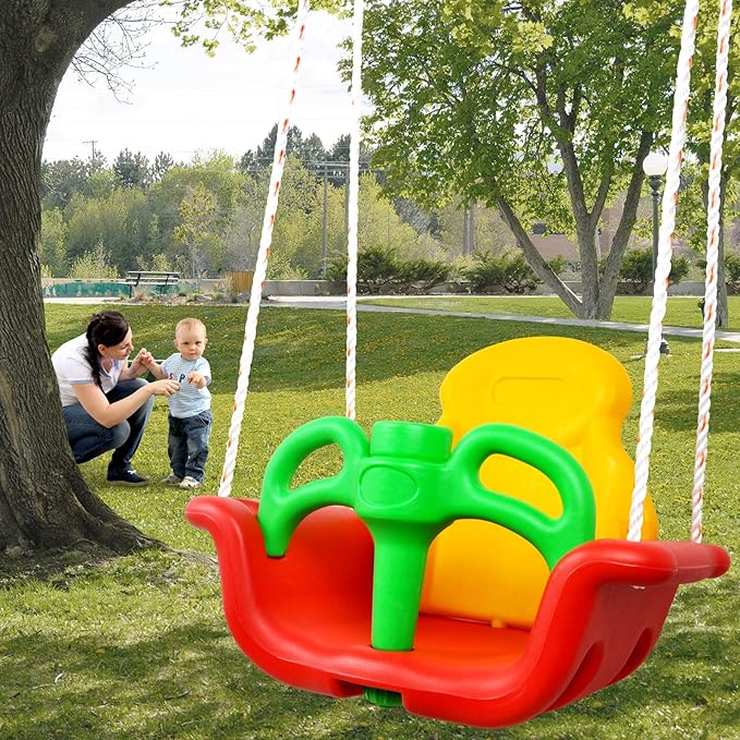 Kinderschaukel 3 in 1 | aus Kunststoff, mit Rückenlehnen | Babyschaukel Stuhlschaukel Brettschaukel Mitwachsschaukel Gittersc