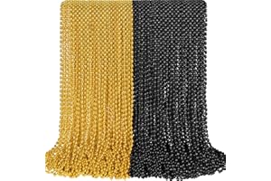 SHAOQINLIN 100 PCS Gold Black New Year Necklaces, 33'' New Year Eve Necklaces Oval Happy New Year Necklace Accessories, 2026 New Year Party Beads for New Year's Day, Halloween, Christmas, Carnival Party Favors