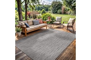 LENA RUG Washable Indoor Outdoor Rug 8x10 Weather Resistant Area Rugs Modern Solid for Porch Deck Balcony Backyard Patio Outside Carpet (8 X 10 Silver Grey)