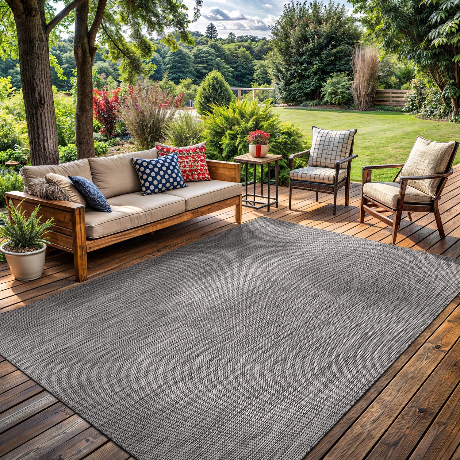 Photo 1 of Washable Indoor Outdoor Rug 8x10 Weather Resistant Area Rugs Modern Solid for Porch Deck Balcony Backyard Patio Outside Carpet (8 X 10 Silver Grey)
