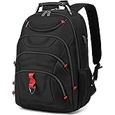 Boavan Laptop Backpack for men, 17.3 inch Laptop Bag with USB Port, Waterproof Travel Work Backpack Purse, Anti-Theft Teacher Nurse Doctor Casual Bookbags Office Business backpack ，Black