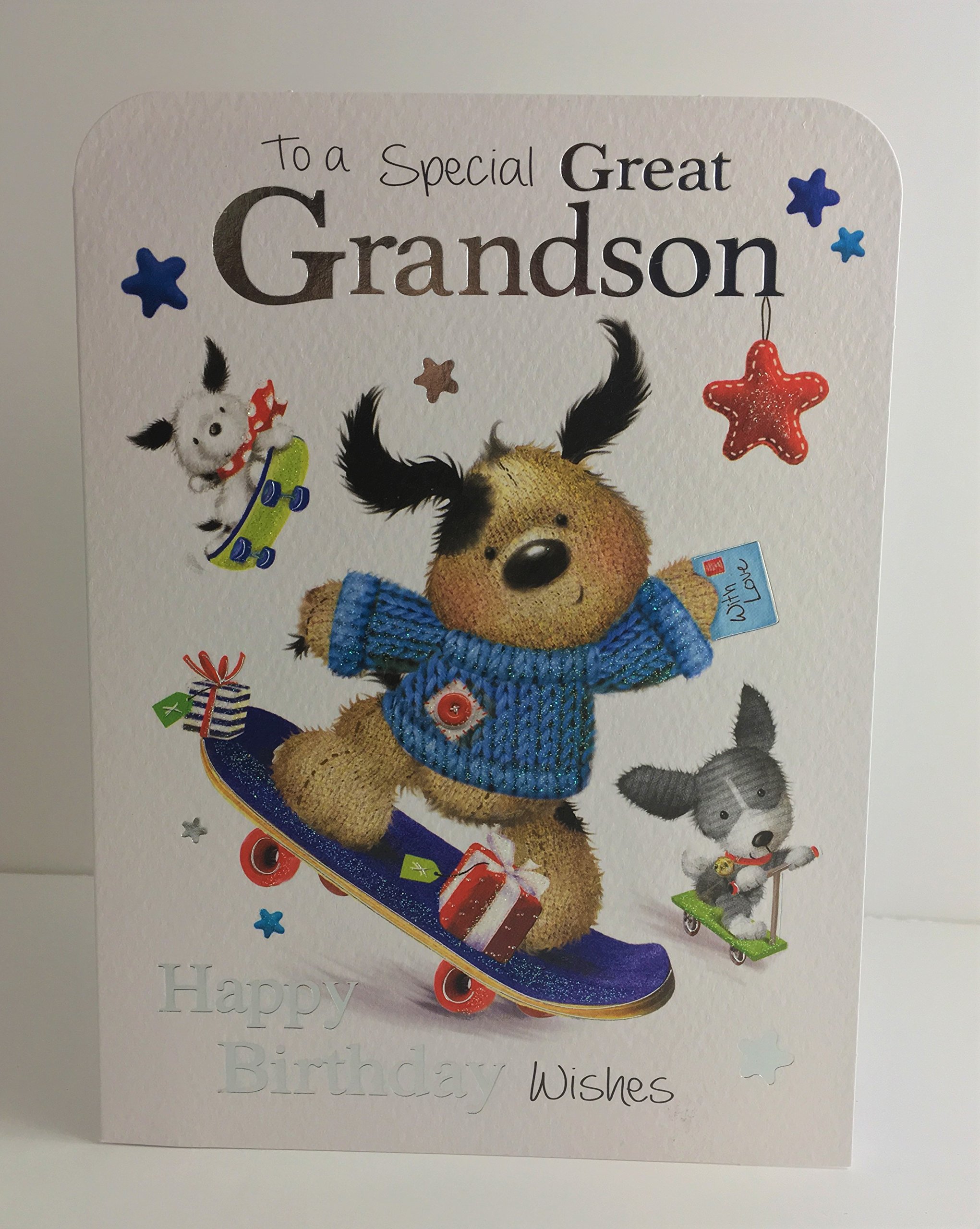 Jonny Javelin Great Grandson Happy Birthday Card - Skateboard