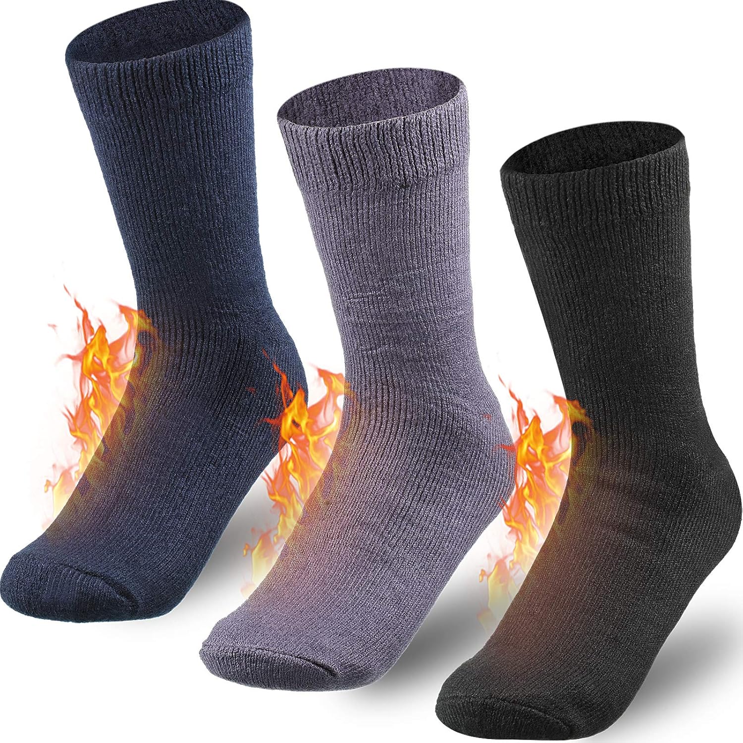 3 Pairs Heated Socks Thermal Socks Warm Thick Socks for Cold Winter, M
