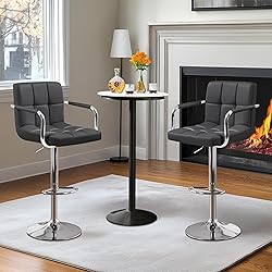 Yaheetech Bar Stools Set of 2, Adjustable PU