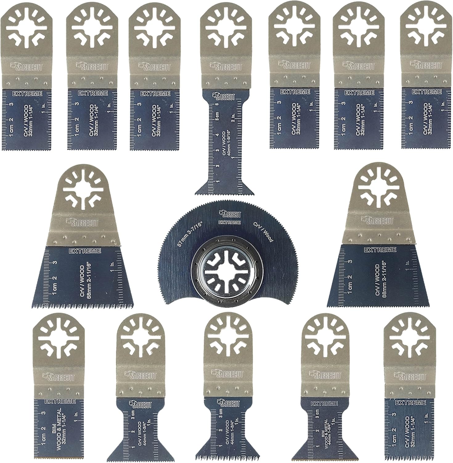 15 x SabreCut PRK15A Mix Blades Compatible with Bosch Fein (Non-StarLock) Makita Milwaukee AEG Batavia Einhell Ergotools Hitachi Parkside Ryobi Worx Workzone Multitool Multi Tool Accessories