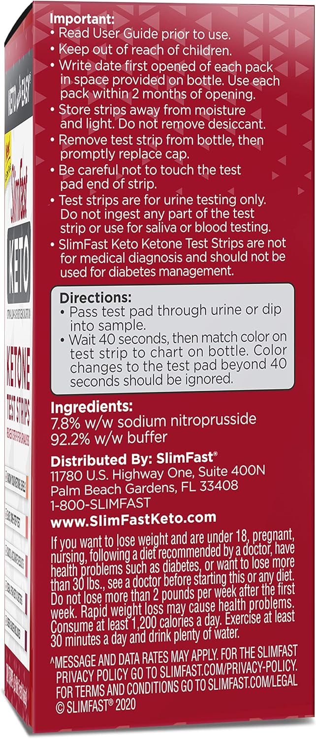 SlimFast Keto Ketone Test Strips -100 Count Box - Pantry Friendly: Health & Personal Care