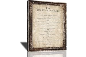 MOUNTFLOW 10 Commandments Wall Art Bible Verse Decor Vintage Christian Sign Christian Gifts Ten Commandments Canvas Prints Retro Religious Poster Scripture Artwork for Office Living Room Bedroom Church 12"x16"