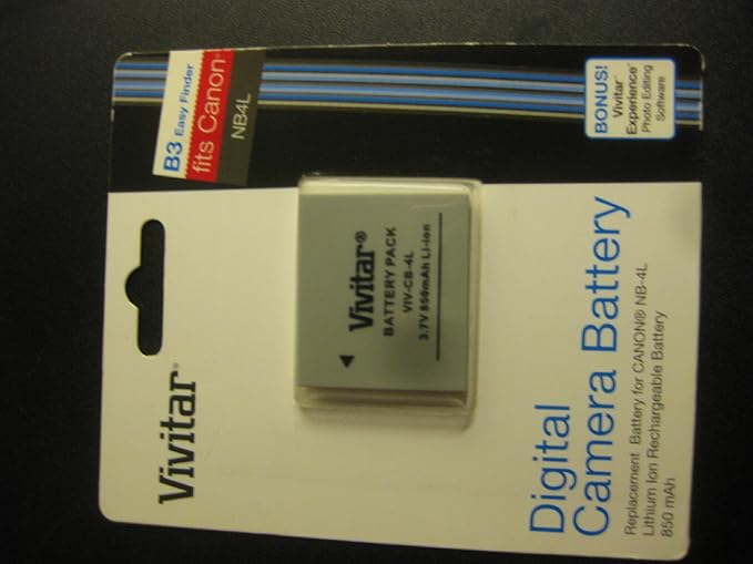 Vivitar VIVCB4L Replacement Battery for Canon NB4L