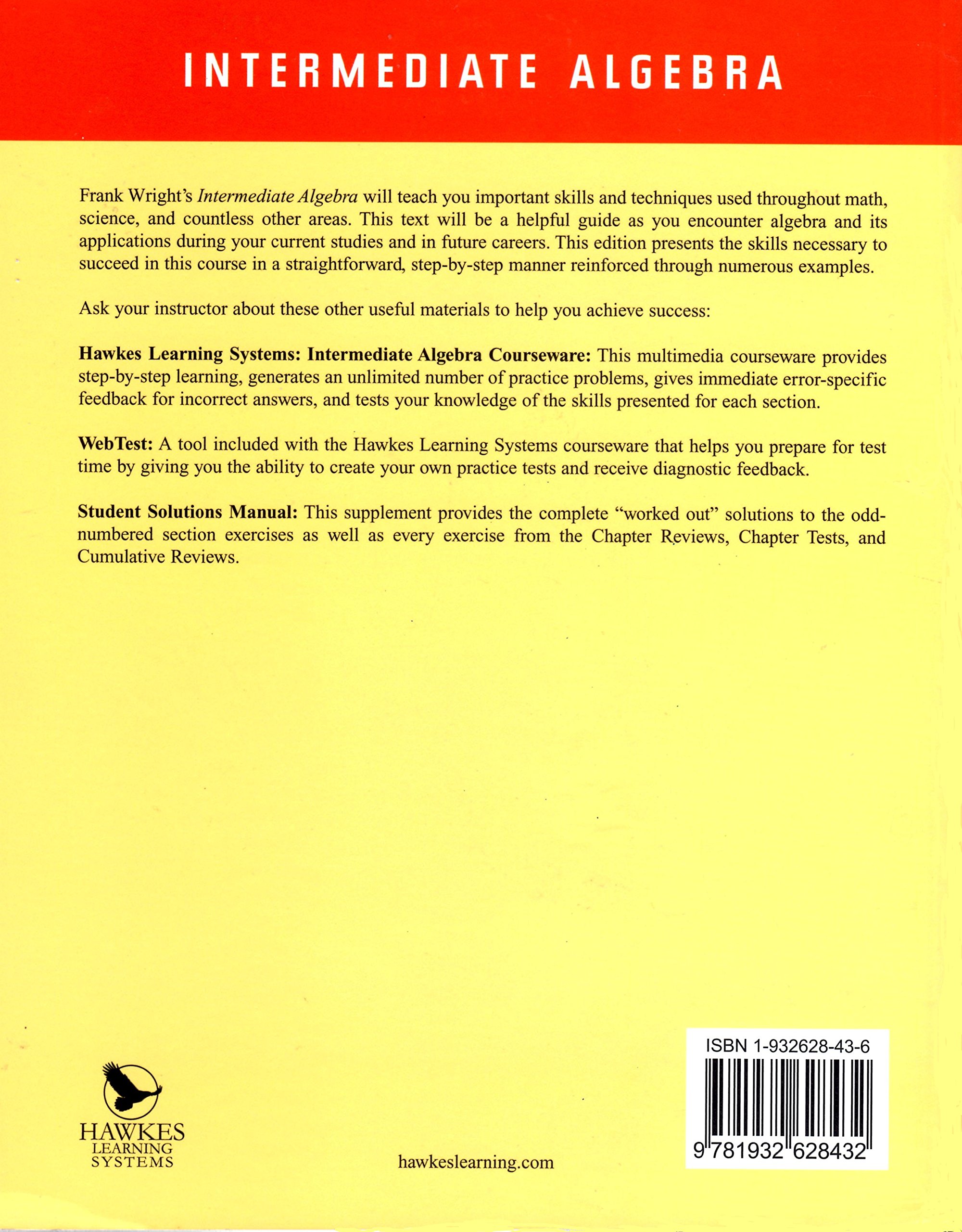 Intermediate Algebra, 6th Edition: D. Franklin Wright: 9781932628432:  Amazon.com: Books