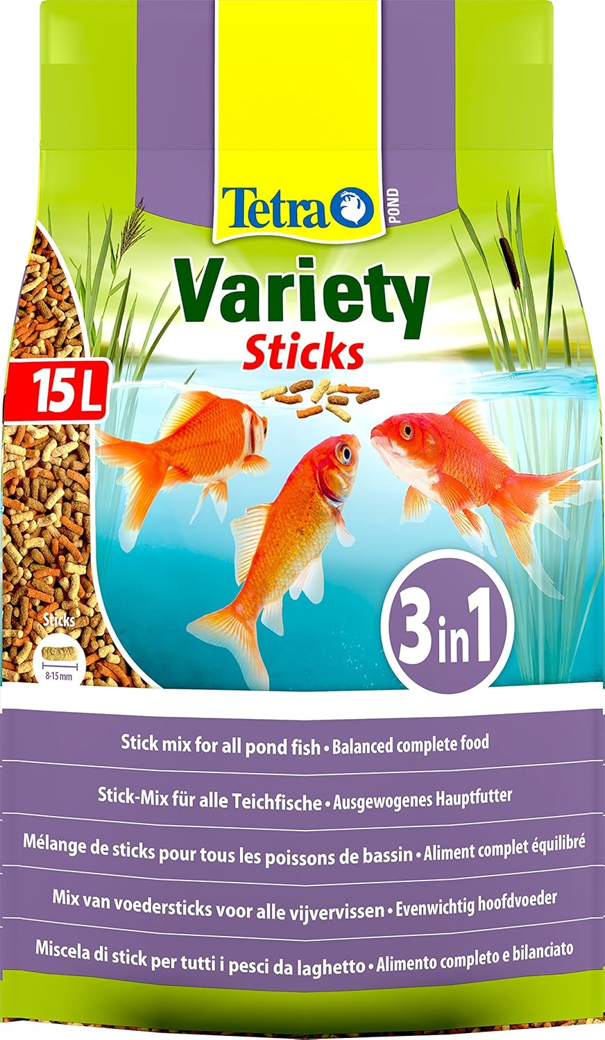 Tetra Pond Variety, Mix of Three Different Fish Food Sticks for All