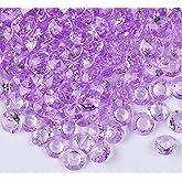 Gintoaria 1000pcs/ Pack Wedding Table Acrylic Diamond Scatter Crystals Confetti Acrylic Gems Vase Fillers Rhinestones for Wedding, Bridal Shower, Vase Beads Decorations (10mm, Light Purple)