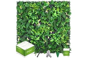 fanado Artificial Grass Wall Panels 20"x20"(12pcs), Hedge Green Wall Decor Backdrop, UV-Anti Fake Greenery Plant Wall Boxwood Panels for Privacy Fence Screen Outdoor Indoor Wedding Garden Backyard