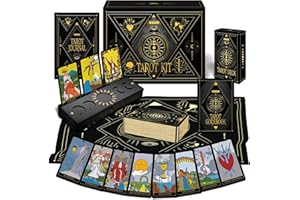 Wyspell Tarot Kit Includes Gold Tarot Cards with Guide Book, a Cloth, a Bag, a Journal, and a Classic Deck Holder - Beautiful Taro Cards for Beginners Kit