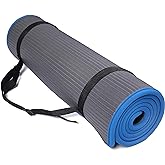 Fitvids All-Purpose 2/5-Inch (10mm) Extra Thick High Density Anti-Slip Exercise Pilates Yoga Mat with Carrying Strap, Multipl