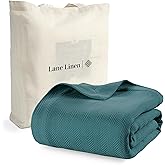 LANE LINEN 100% Cotton Blanket Queen Size 90"x90" – Soft, Lightweight Cooling & Warm Blanket for Bed, All-Season Comfort, Oversized Herringbone Design – Sage Green