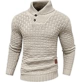 Zaitun Men's Turtleneck Sweater Shawl Collar Pullover Sweaters Regular Fit Knitted Tops
