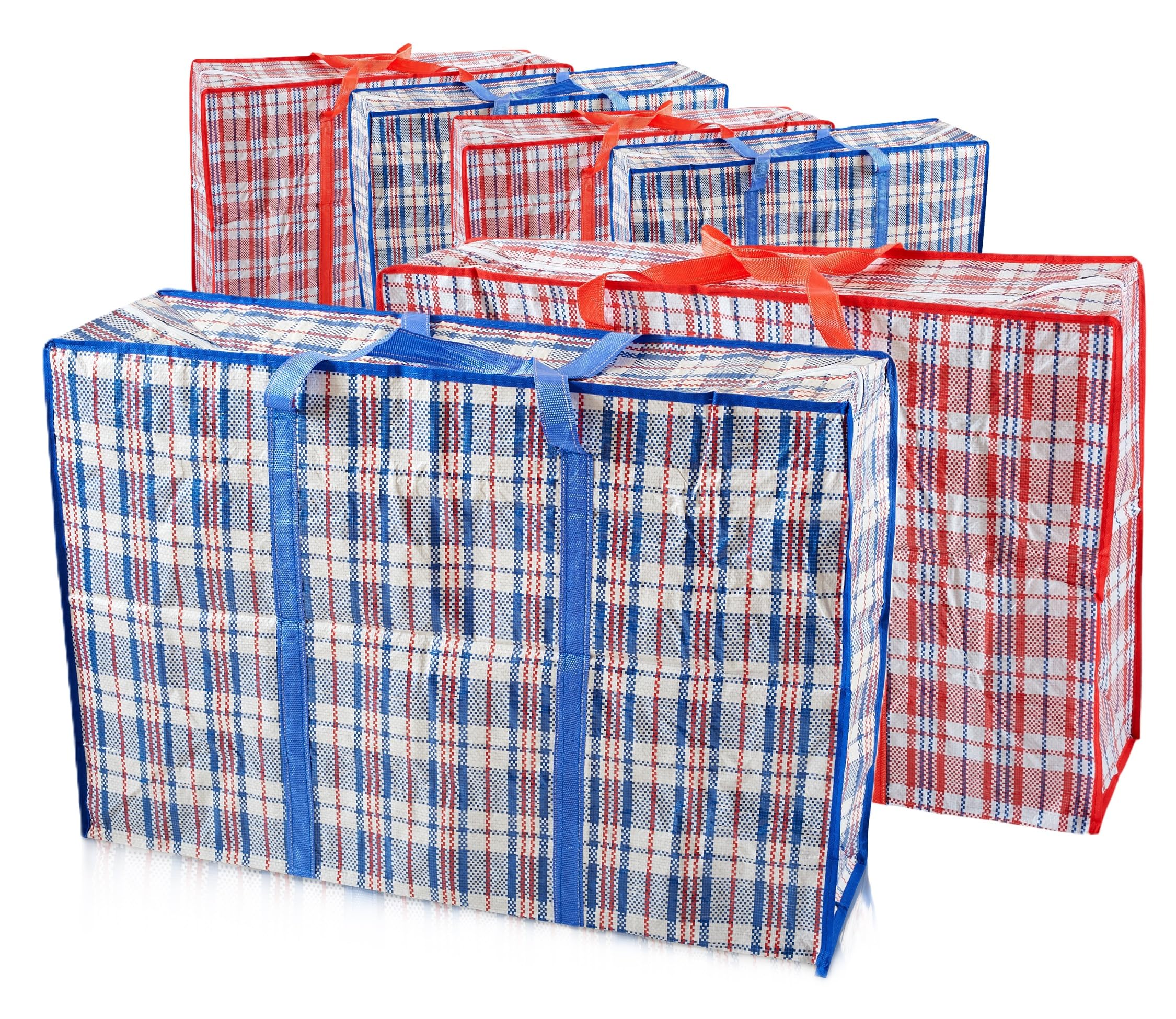Start and DriveLtd, Laundry Bag Zips, XXL jumbo Heavy Duty Storage Bags Reusable Strong Nylon Large Boxes for House Moving Clothes & Wardrobe Storage backpack waterproof (4 Bags Mix (Red + Blue))