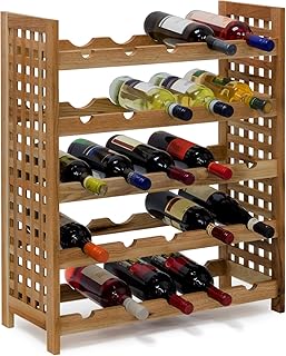 Relaxdays Weinregal Walnuss für 25 Flaschen HxBxT: 73 x 63 x 25 cm Flaschenregal Holz aus Walnussholz geölt mit 5 Etagen für je 5 Flaschen Weinflaschenregal, natur