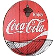 American Art Decor Bottle Opener & Cap Catcher - Wall-Mounted Wooden Beer Cap Collector - Room Decor Accessories for Bar, Man Cave, Garage, Game Room & More (Coca-Cola)