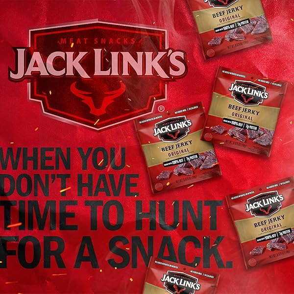 JACK LINK’S BEEF JERKY, ORIGINAL, MULTIPACK BAGS – FLAVORFUL MEAT SNACKS FOR LUNCHES, READY TO EAT PROTEIN SNACKS, INDIVIDUAL PACKS – 7G OF PROTEIN, MADE WITH 100% BEEF – 0.625 OZ (PACK OF 5)