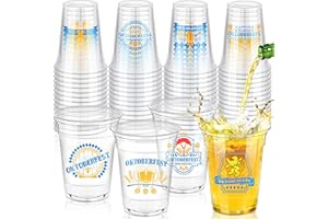 Kochorie 60 Pieces 16 oz Oktoberfest Plastic Disposable Cups Oktoberfest Party Cups Clear Plastic Cup German Beer Drinking Cup for Bavarian Party Supplies