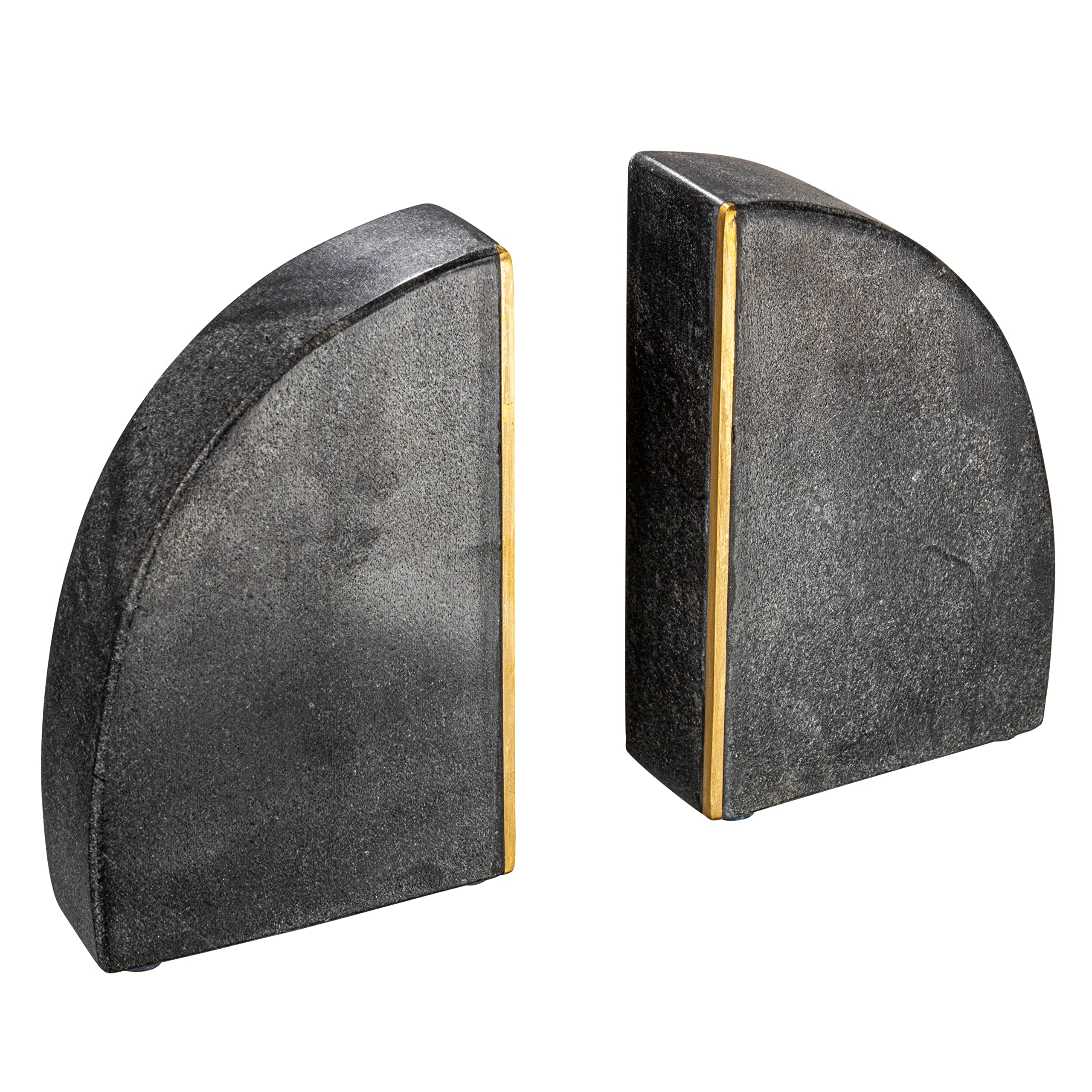 Photo 1 of *USED*
Boho Arched Semicircle Marble Bookends with Brass Detail, Set of 2, Black