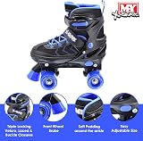 M.Y X-Skate Adjustable Blue Quad Roller Skates for Kids Medium UK 2-5 view 3