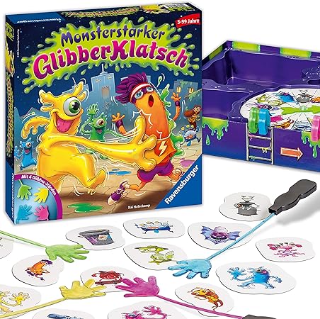 Ravensburger Kinderspiel Monsterstarker Glibber Klatsch Gesellschafts Und Familienspiel Fur Kinder Und Erwachsene Fur 2 4 Spieler Ab 5 Jahren Amazon De Spielzeug