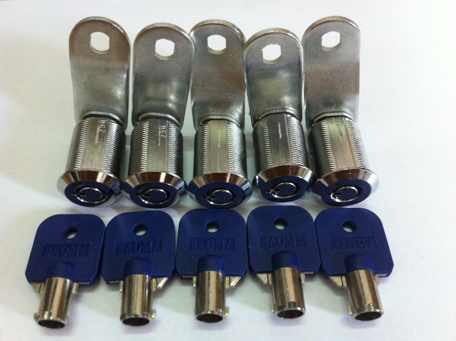 Sintron 5 Pack 1-1/8" 28mm Keyed Alike Tubular Locks for Locker Cabinet, Drawer & More, Sliver, 1-1/8"(28mm)