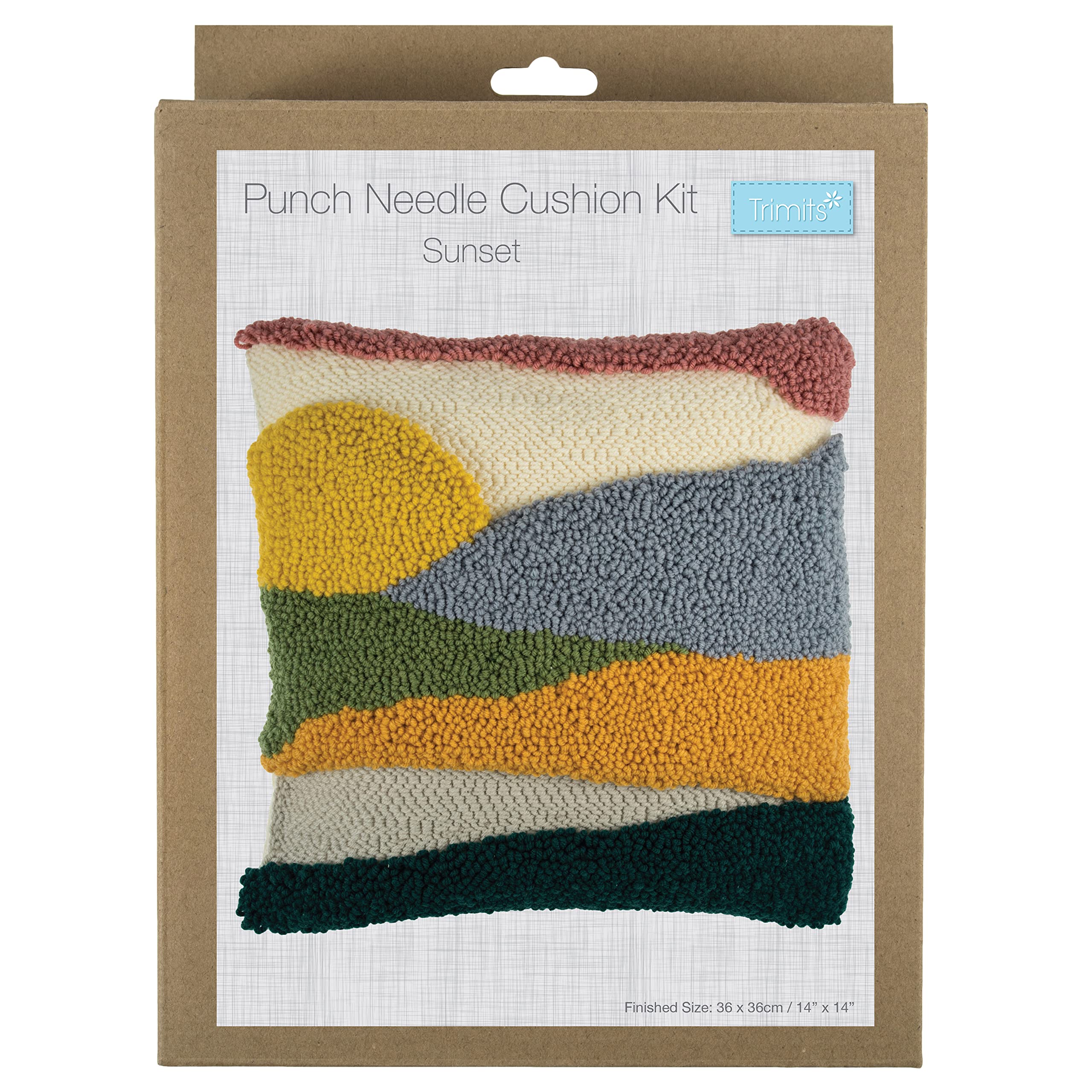 Trimits Punch Needle Cushion Kit, 36 x 36cm (14 x 14in), Sunset