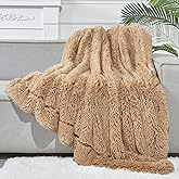 GONAAP Fuzzy Faux Fur Throw Blanket Brown Super Soft Cozy Plush Fuzzy Shaggy Blanket for Couch Sofa Bed (Brown, Throw(50"x60"))