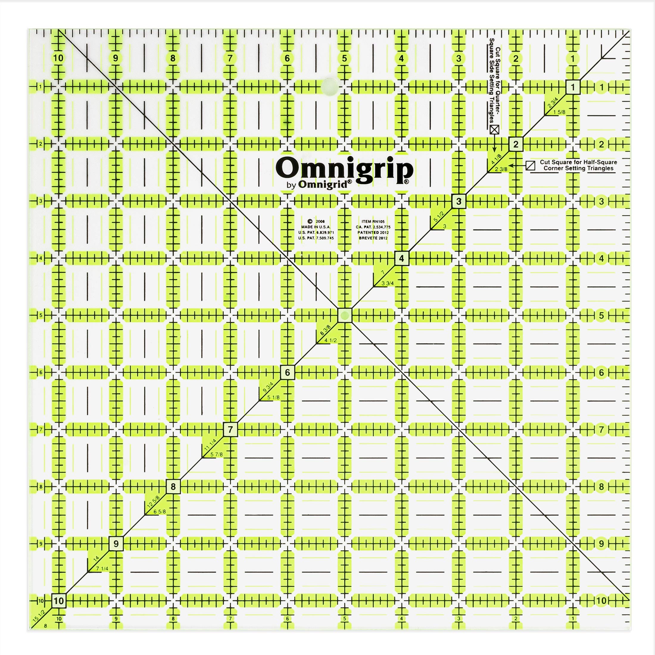Photo 1 of Omnigrip 10-1/2" x 10-1/2" Non-Slip Square Quilting Ruler by Omnigrid