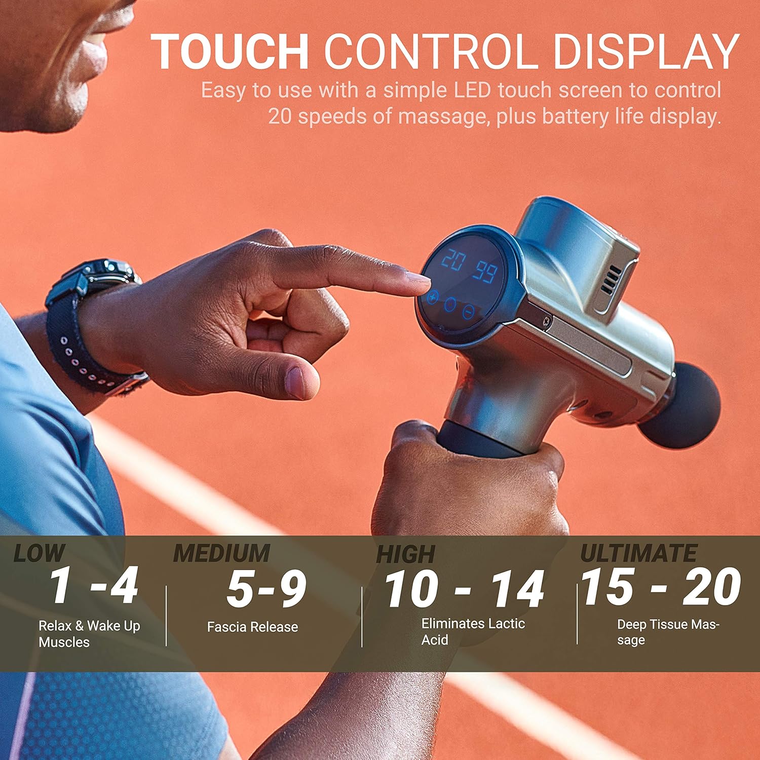 Muscle Massage Gun for Athletes - Deep Tissue Percussion Massager - Portable Handheld Electric Massager for Body Muscles, Back, Neck - New Model - 8 Massage Heads 20 Speeds Power Motor: Health & Personal Care