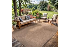 LENA RUG Washable Indoor Outdoor Rug 6x9 Weather Resistant Area Rugs Modern Solid Jute Rug for Porch Deck Balcony Backyard Patio Outside Carpet (6 X 9 Jute Beige)