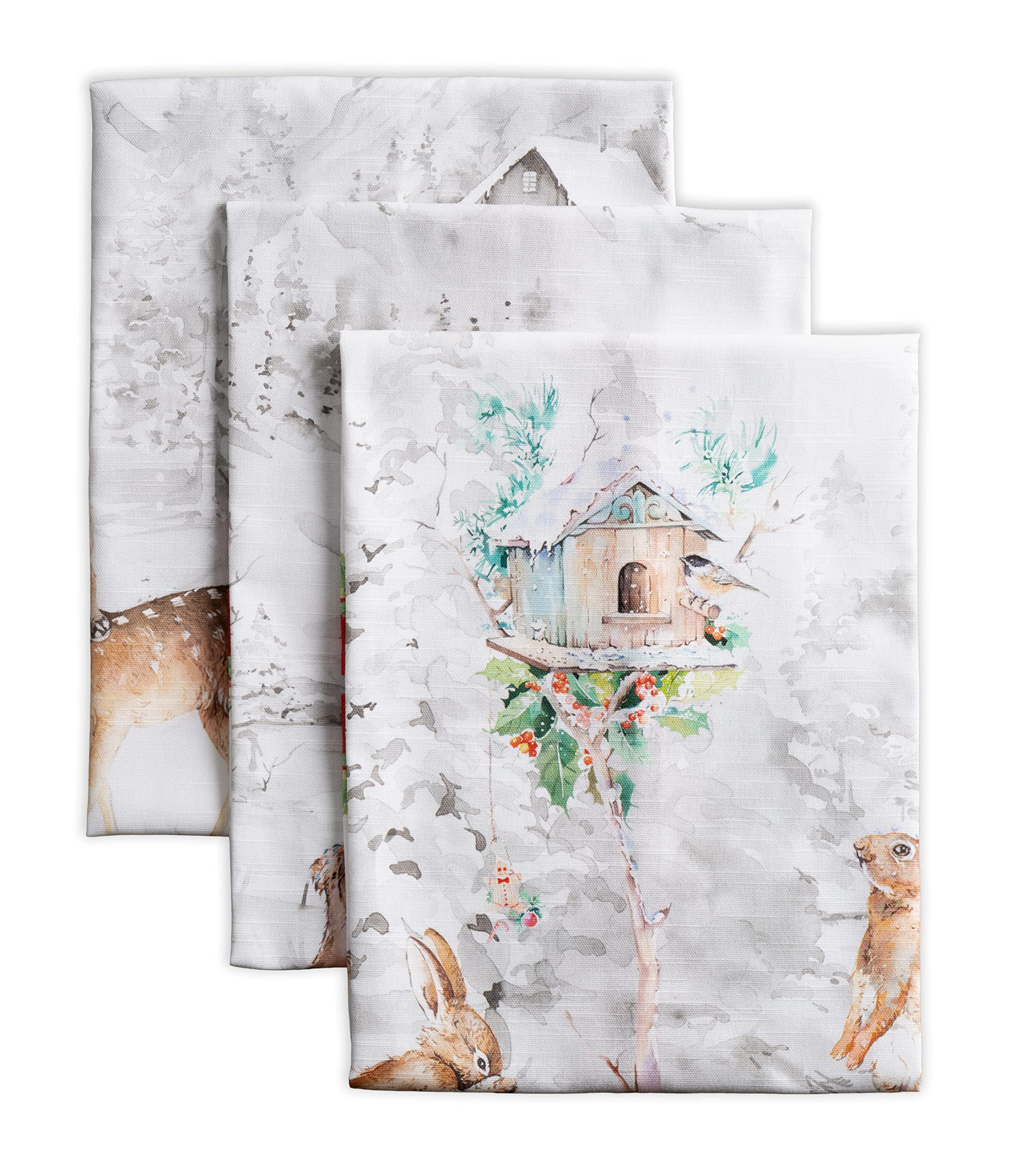 Photo 1 of Maison d' Hermine Kitchen Towels Set of 3 100% Cotton 20" x 27.5" Reusable Cloth Tea Dish Towels Absorbent with Hanging Loop for Kitchen Dining Thanksgiving Christmas Decorations (Christmas Tradition)