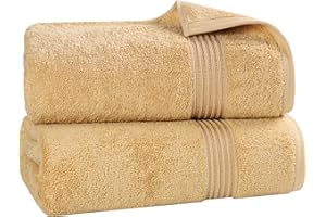 Superior Egyptian Cotton 2-Piece Bath Sheet Towel Set, Oversized Body Towels For Adults And Kids, Large Towel For Bath, Shower, Guest Bathroom, Spa, Gym, Resort, Essentials, Airbnb, Gold