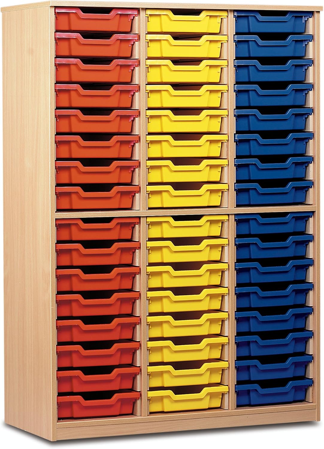 Monarch School Tray Storage Unit 48 Clear Shallow Trays Beech MEQ48ND