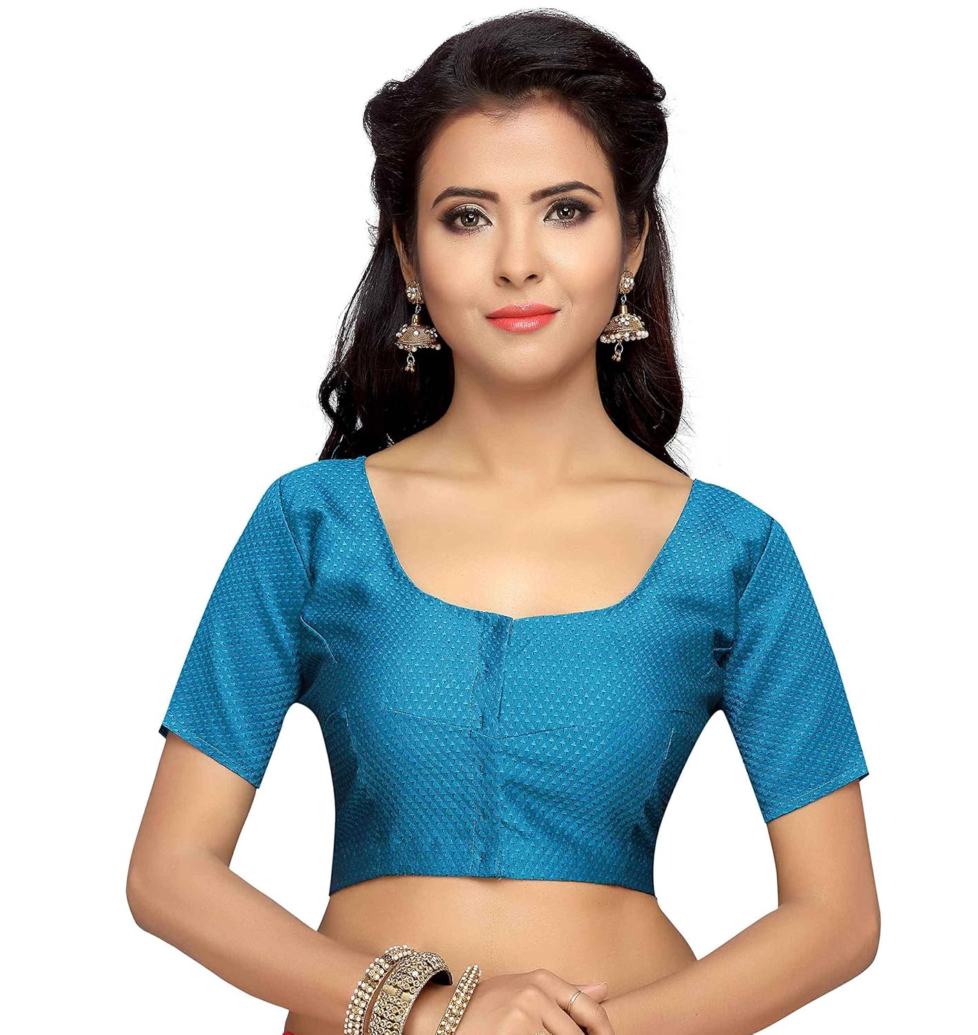 studio shringaar women's bright brocade readymade saree blouse